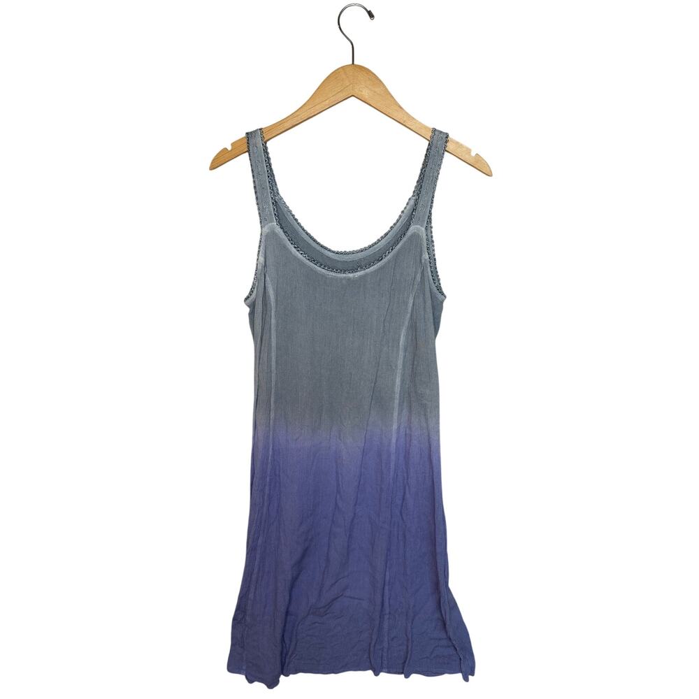 Raya Sun Embroidered Ombré Tank Sun Dress Size M Purple India Beach Palm Tree - Picture 4 of 5